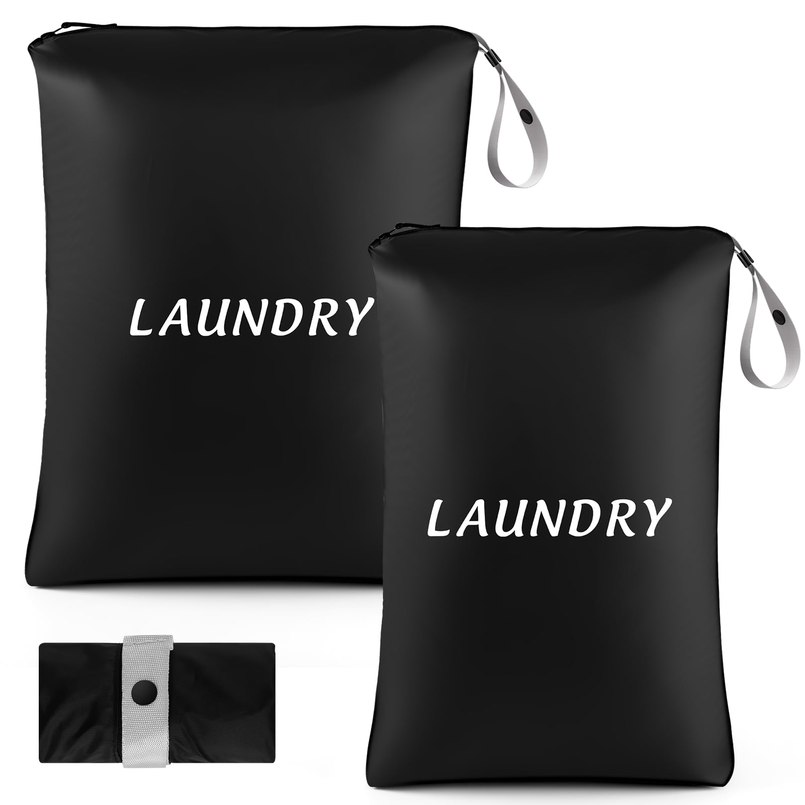 Dntorx 2 Pack Wet Bags for Swimming Travel Laundry Bags with Handle, Waterproof Swim Bag Wet Dry Dirty Clothes Organizer for Gym Beach Pool Yoga Workout College Dorm Swimsuit Diaper Storage, Black