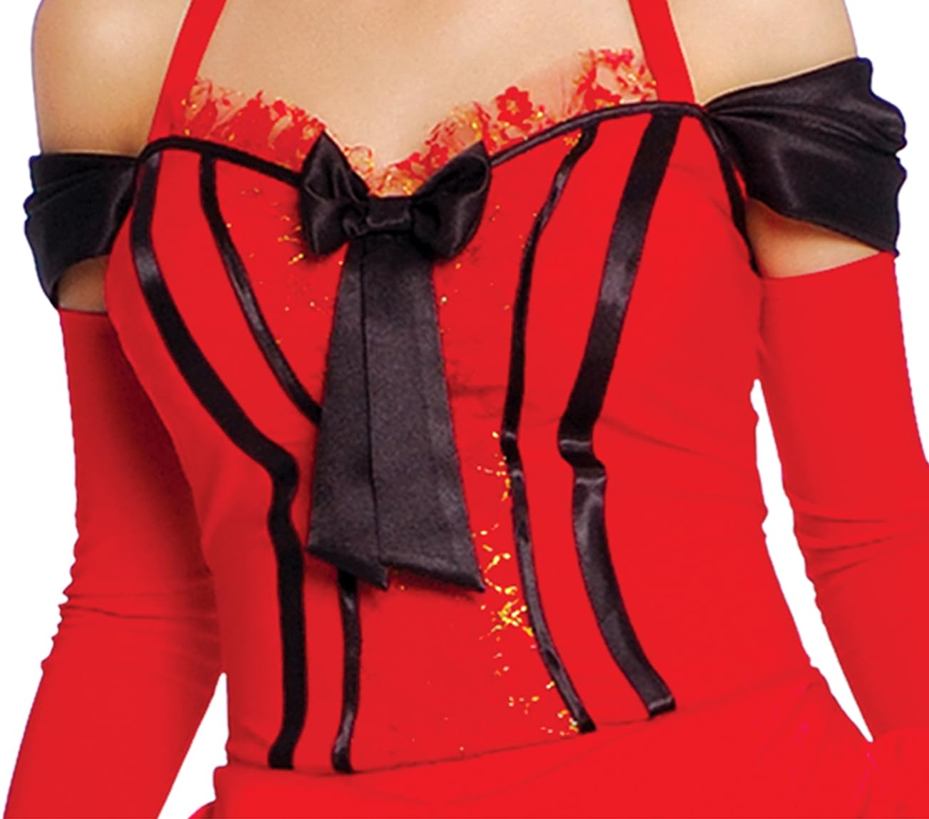 FIESTAS GUIRCA | Costume Can-Can Cowgirl Donna - Vestito e Maniche - Costumi del Vecchio West, Western e Cowboy per Halloween, Carnevale e Feste in Maschera - Adulto - Rosso e Nero