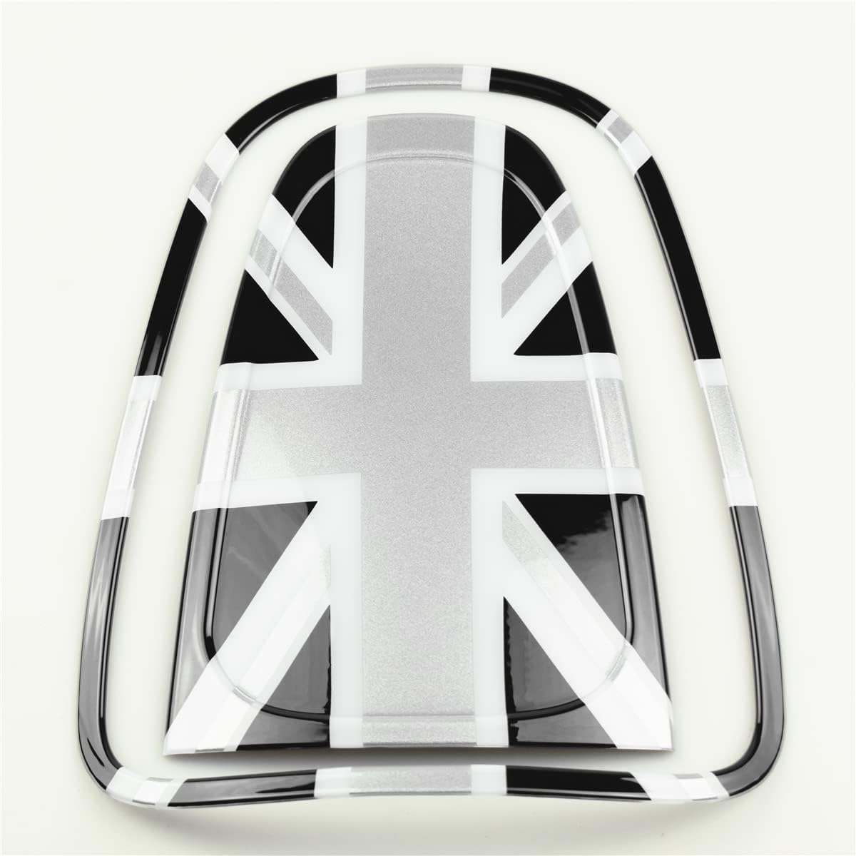 Fuel Tank Cap Gas Cover ABS Material Gloss Shell Trim Gray Union Jack Style compatible with Mini Cooper F60 Countryman MS06 (Fuel Tank Cap Cover)