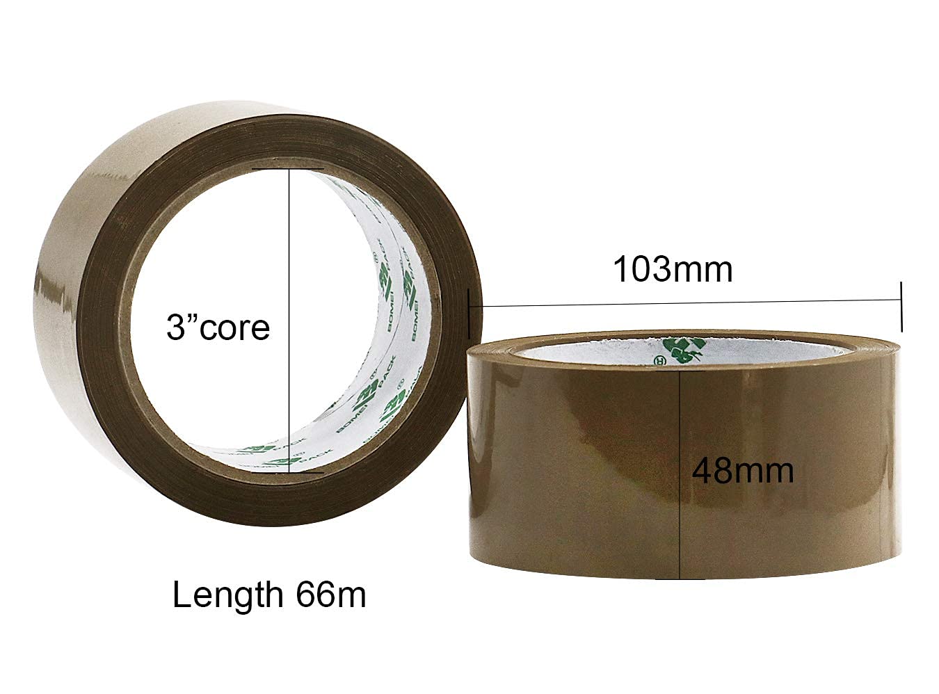 BOMEI PACK Lot de 18 rouleaux de ruban adhésif Marron avec Dérouleur Pour Boîtes et Ruban D'emballage 66m x 48mm