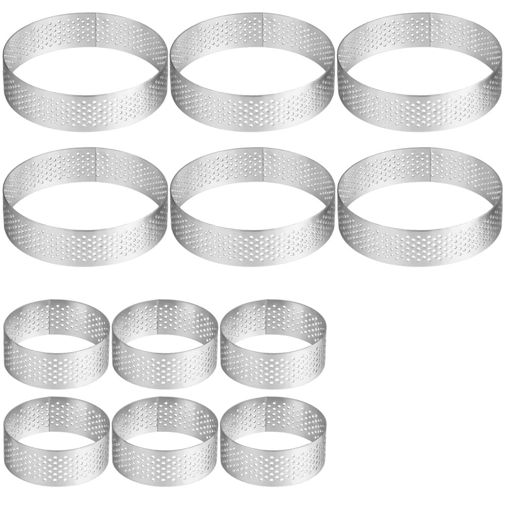 CTRLZS 12 Pieces Round Tart Rings 1.97Inch & 3.15Inch Stainless Steel Tart Rings Metal Pastry Cake Mold