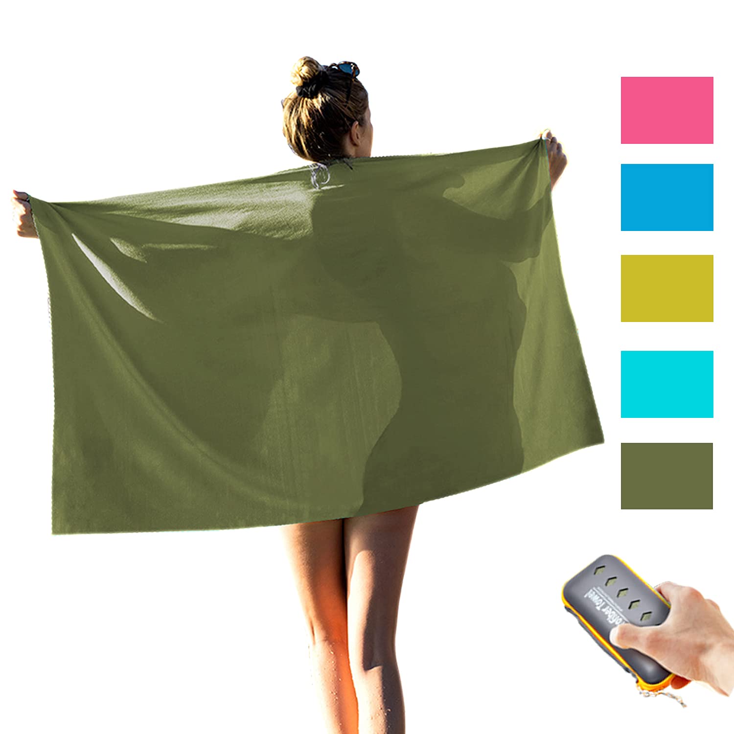 Microfiber Camping Towels, Portable Travel Towel Soft Super Absorbency Sports Towel for Yoga, Swimming, Backpacking, Gym, Beach, Camping, Surf. (M(31x47in), Olive Green)