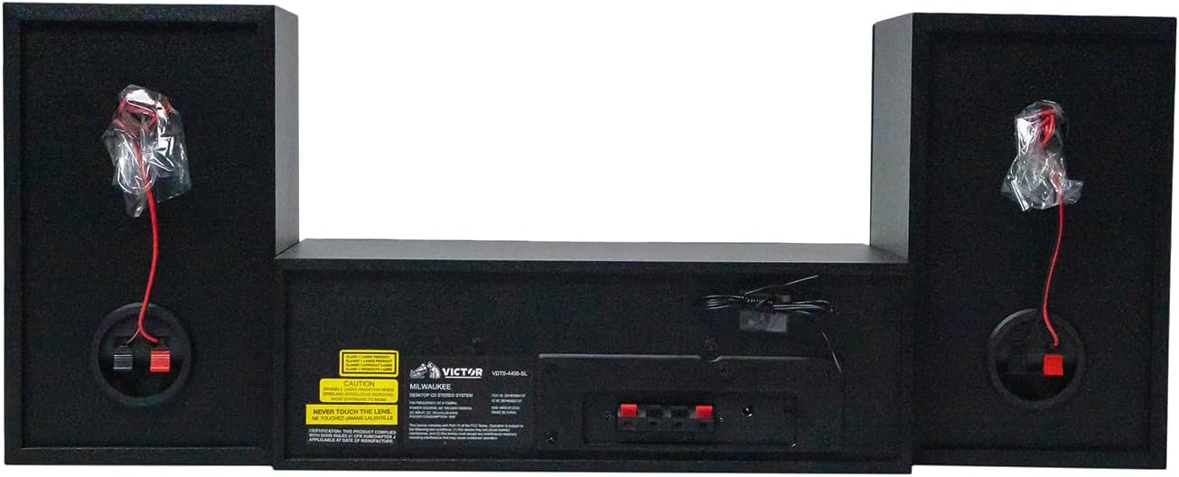 VICTOR Milwaukee 50 Watt Desktop Bluetooth Stereo System with CD/MP3 Player, FM Radio, Functioning VU Meters, and Detached Stereo Speakers, Silver (VDTS-4400-SL)