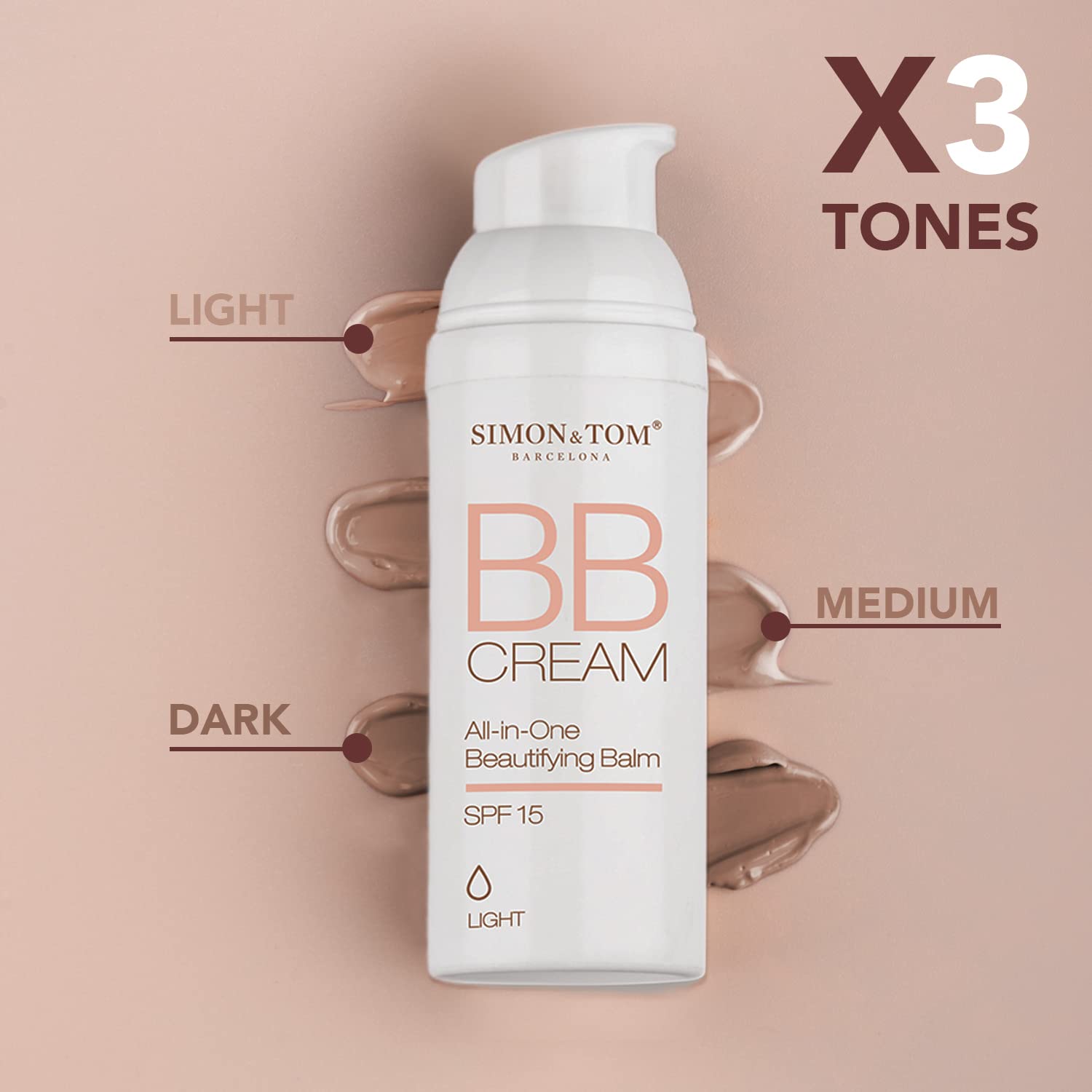 Simon & Tom All-in-One Beautifying Balm with SPF 15 Hydrating & Anti-Imperfection BB Cream (Dark) 1.67 fl.oz.