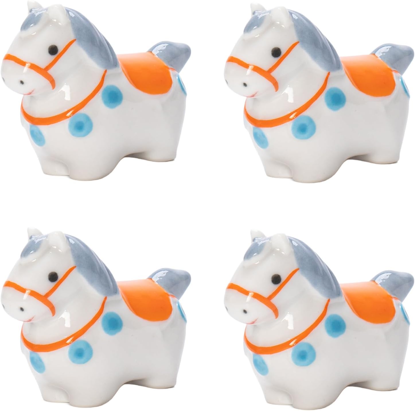 Ceramic Chopstick Rest Animal Series horse Chopstick Rest Desktop Ornaments Tableware Stand [Tang Dynasty horse] Station Ornaments Creative Gifts 4 Pieces