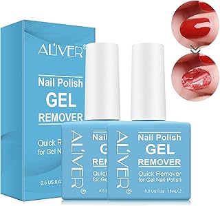 ALIVER Gel Nail Polish Remover, 2 Pack Gel Polish Remover - Effectively Removes Gel Nail Polish Within 2-4 Minutes - 0.5 F...