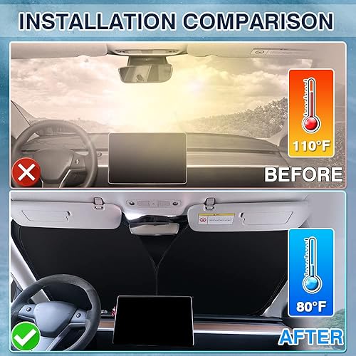 Miniatura 4 de Karltys Parasol para parabrisas Honda Civic 2016-2021, UPF50+ 240T, parasol reflectante para parabrisas de 10 generación, cubierta plegable para