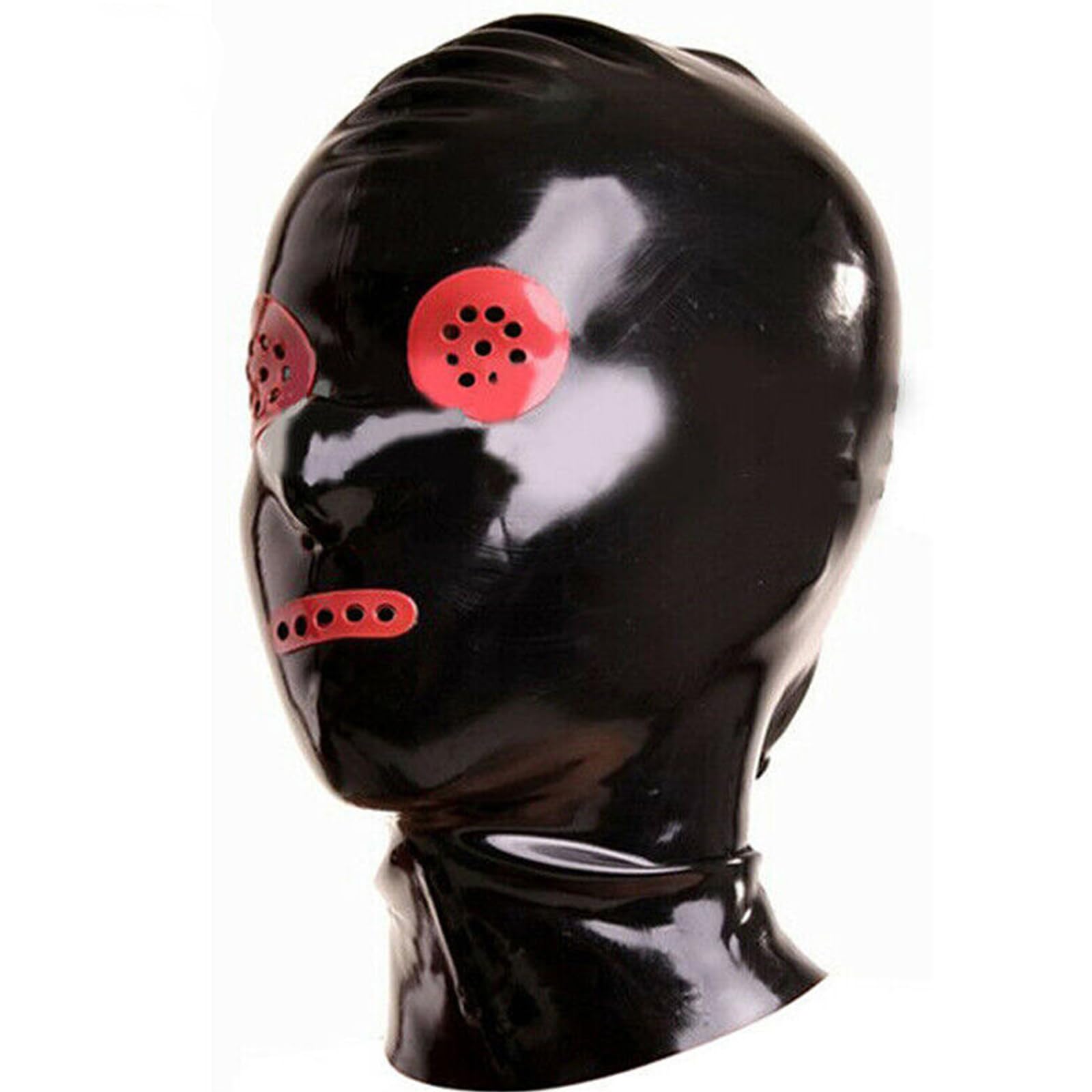 PRLBESL Latex Hood BDSM Latex Full Head Mask Soft and Breathable Eyes Mouth Open Small Holes for Unisex Halloween(Size:M-65CM)