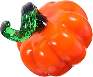 Zerodeko Hand Blown Orange Glass Pumpkin Figurine Miniature Seasonal Decor for Thanksgiving Harvest Tabletop and Car Interior Collectible Crystal Ornament Idea