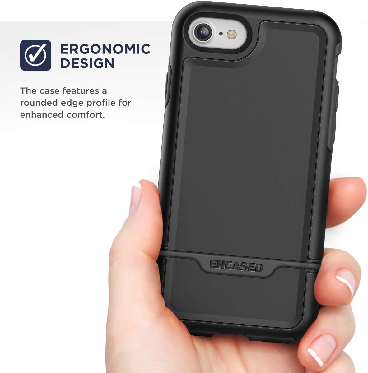 Encased Rebel for iPhone SE 2022 Belt Clip Holster Case, Protective Full Body Phone Cover with Holder (Fits iPhone SE 2020/2022 3rd Gen) Black