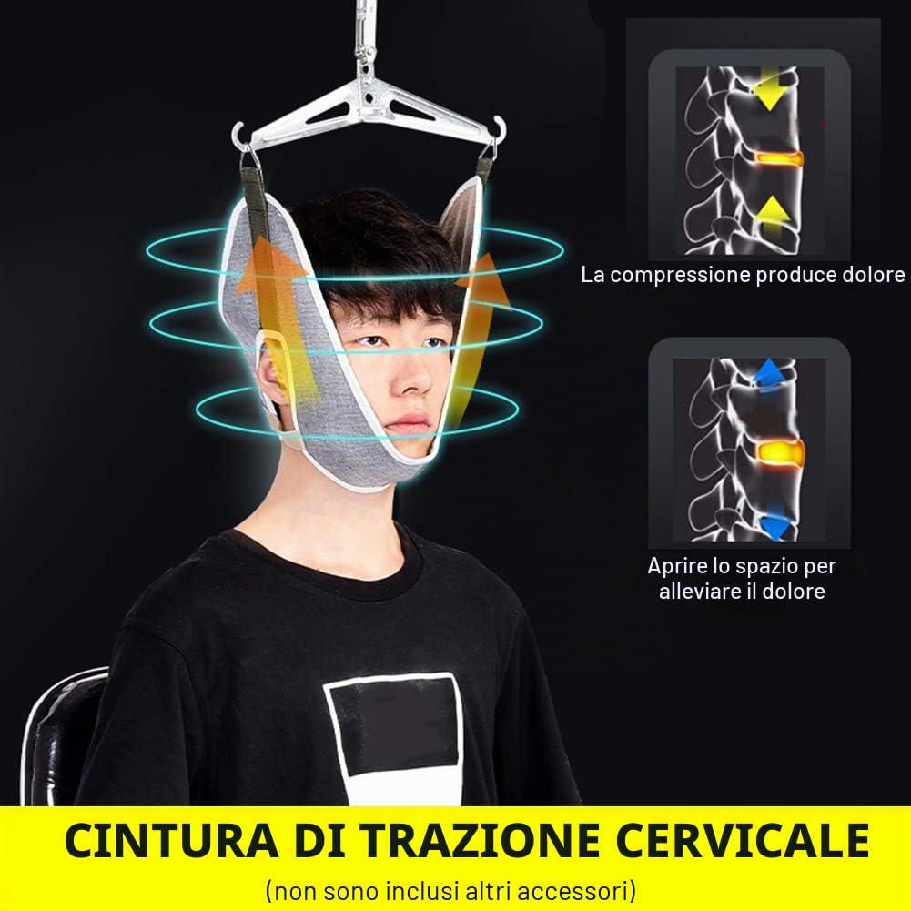 Kit di trazione cervicale per alleviare Il Dolore al Collo, Estensibile e Regolabile, correzione Portatile su Porta, Assistenza Sanitaria, Colonna vertebrale per Ufficio (Bianco)