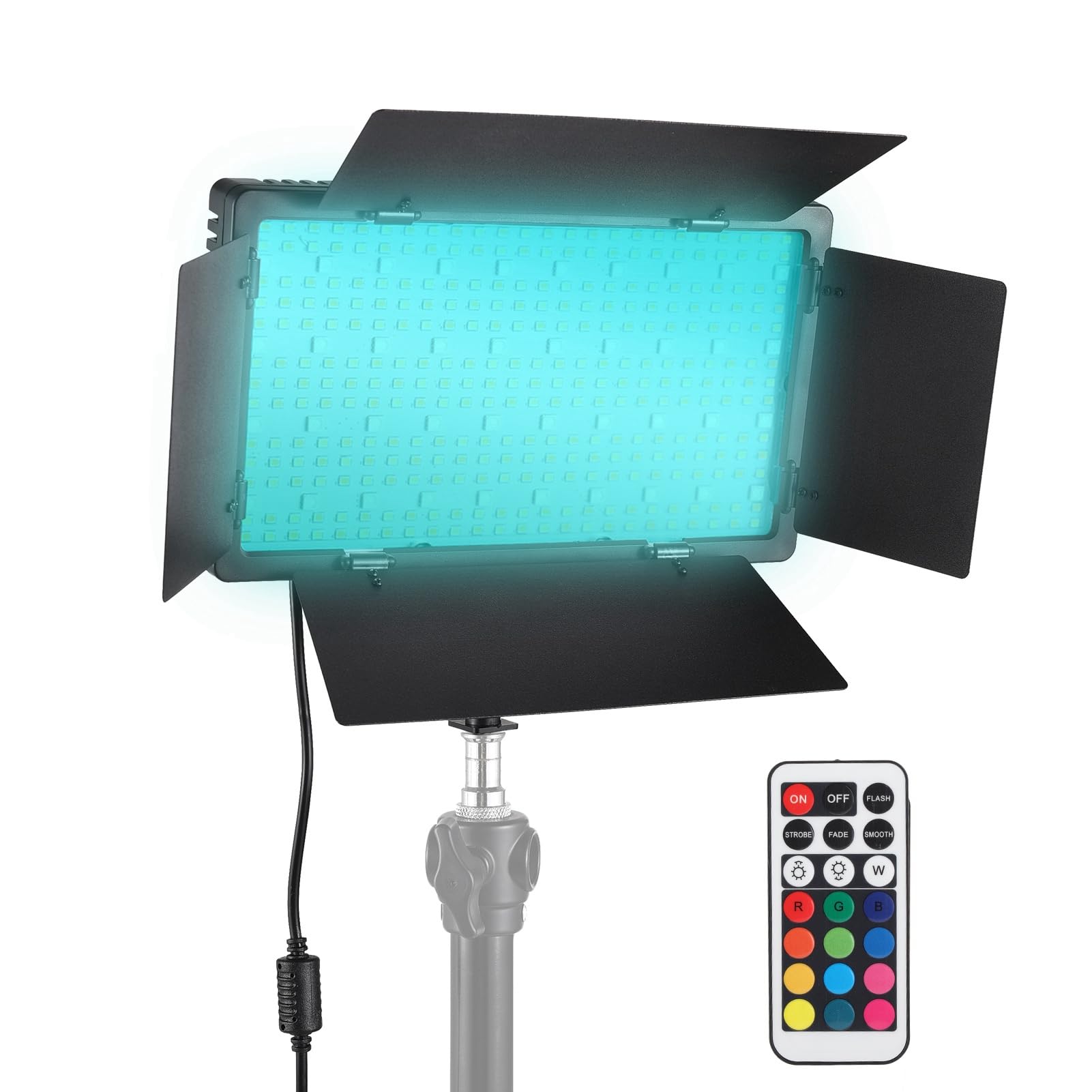 led video light HUIOP Luce fotografica RGB bicolore 36W Pannello luminoso a LED 352 pezzi Perline LED 3200K-5600K Dimmerabile Serie DC/NP Alimentato a batteria con telecomando per paraluce in metallo