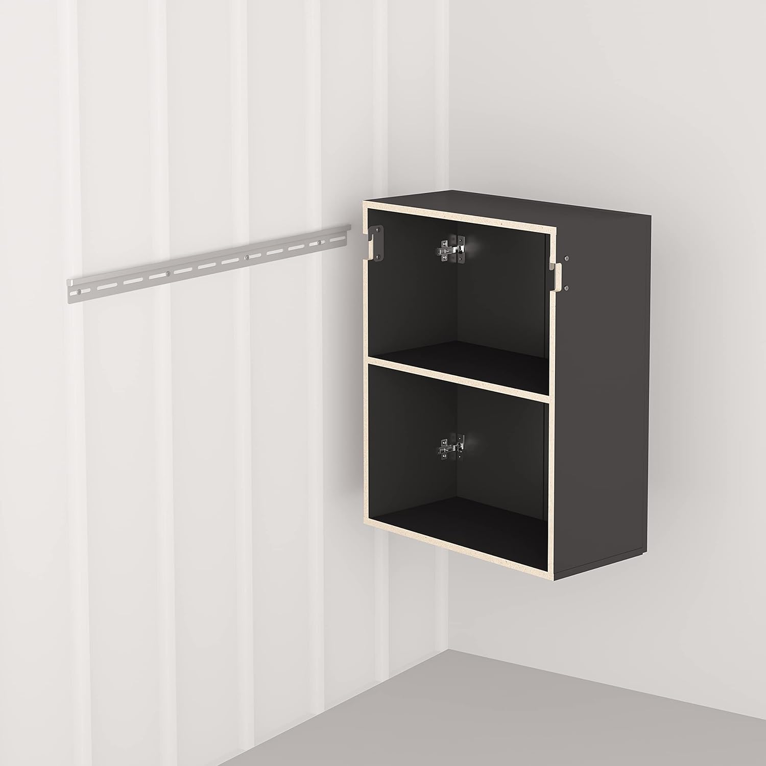 Prepac HangUps 24” Wall Mount Storage Cabinet, Ideal Bathroom, Laundry, Kitchen, Office, Garage Cabinet for Organization and Extra Storage, Attaches to Wall Mounted Rail, 24”W x 30”H, 12”D, Black