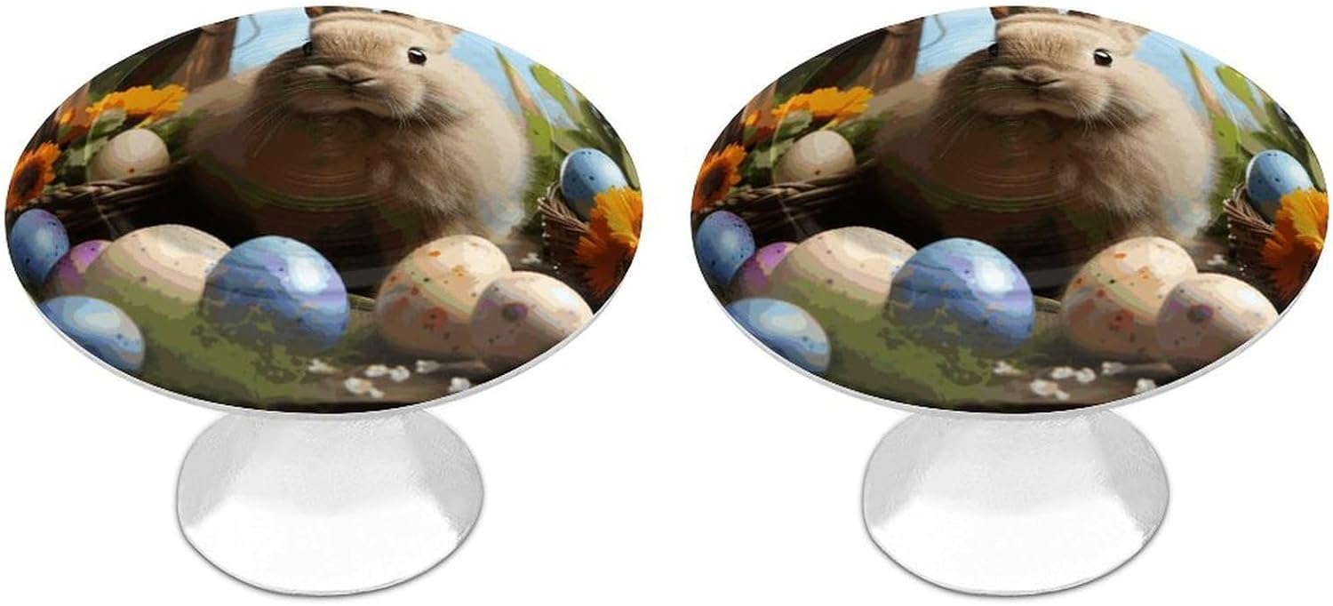 Cabinet Handles Round Drawer Pulls Easter Rabbit And Easter Eggs Dresser Knobs for Cabinets And Drawers Handle Kitchen Cabinet Pulls for Bathroom Cupboard Drawers Cabinet Pulls for Kitchen Door