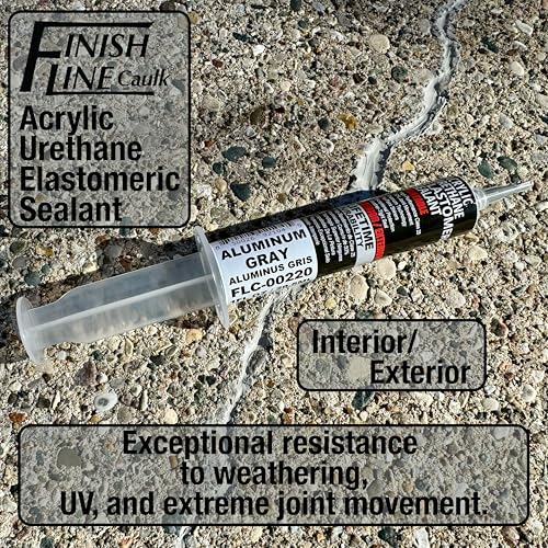 Image of - Acrylic Urethane Elastomeric Sealant - Pre-Filled Precision Caulk Gun - Aluminum Gray - 3-Pack - Flexible & Durable Sealant for Trim, Baseboards, and Small Cracks