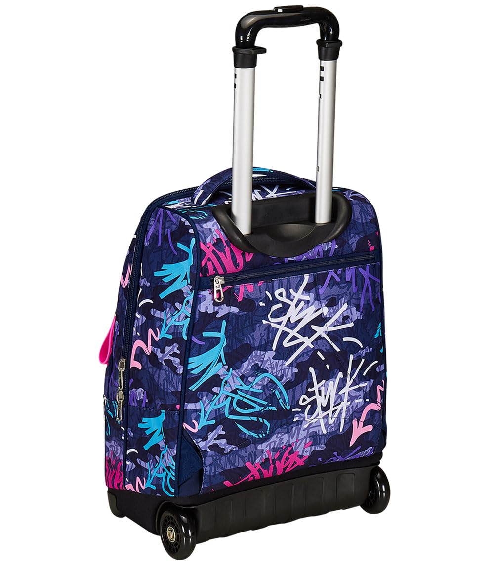Seven Trolley Fisso, GraffitiMix, Viola, 2 in 1, Doppio Uso, Trolley e Zaino, Zaino Scuola Viaggio, Bambina Ragazza