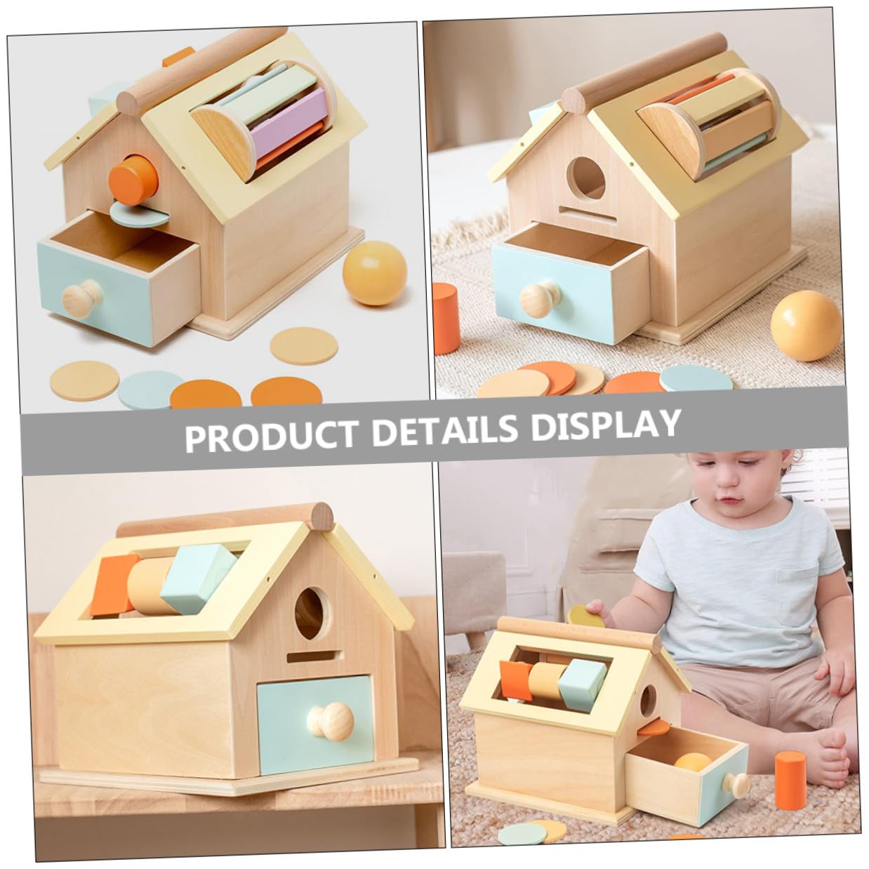 Abaodam Juguete Educativo de Madera para Lanzar Bolas y Monedas, 1 Juego | Aprendizaje y Educación, para Bebés y Niños, Entrenamiento de Coordinación Ojo-mano y Concentración