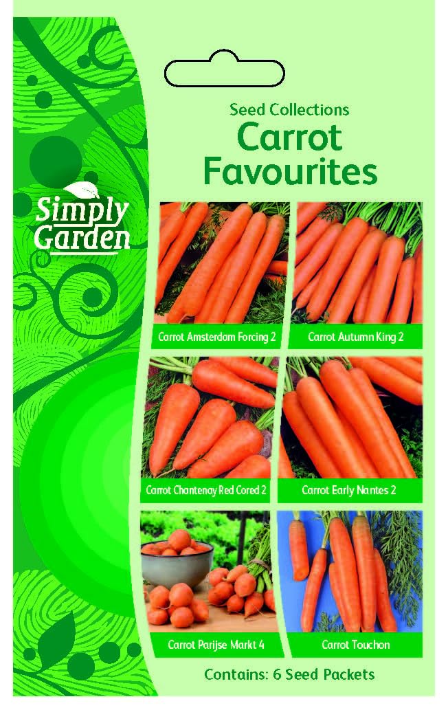 Carrot Seeds 6 in1 Pack – Early, Maincrop & Round Mix – Nantes, Chantenay, Autumn King, Paris Market, Amsterdam Forcing, Touchon