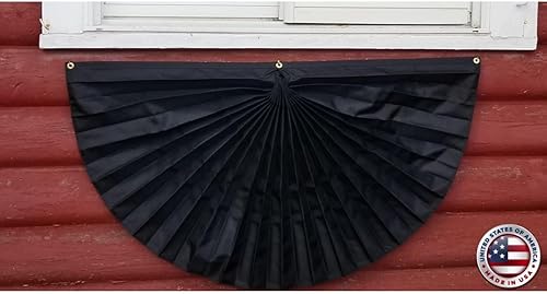 Miniatura 3 de Decoraciones funerarias de luto con banderines negros. Hecho en Estados Unidos por Old Glory Bunting. Banderines de bandera conmemorativa negra para