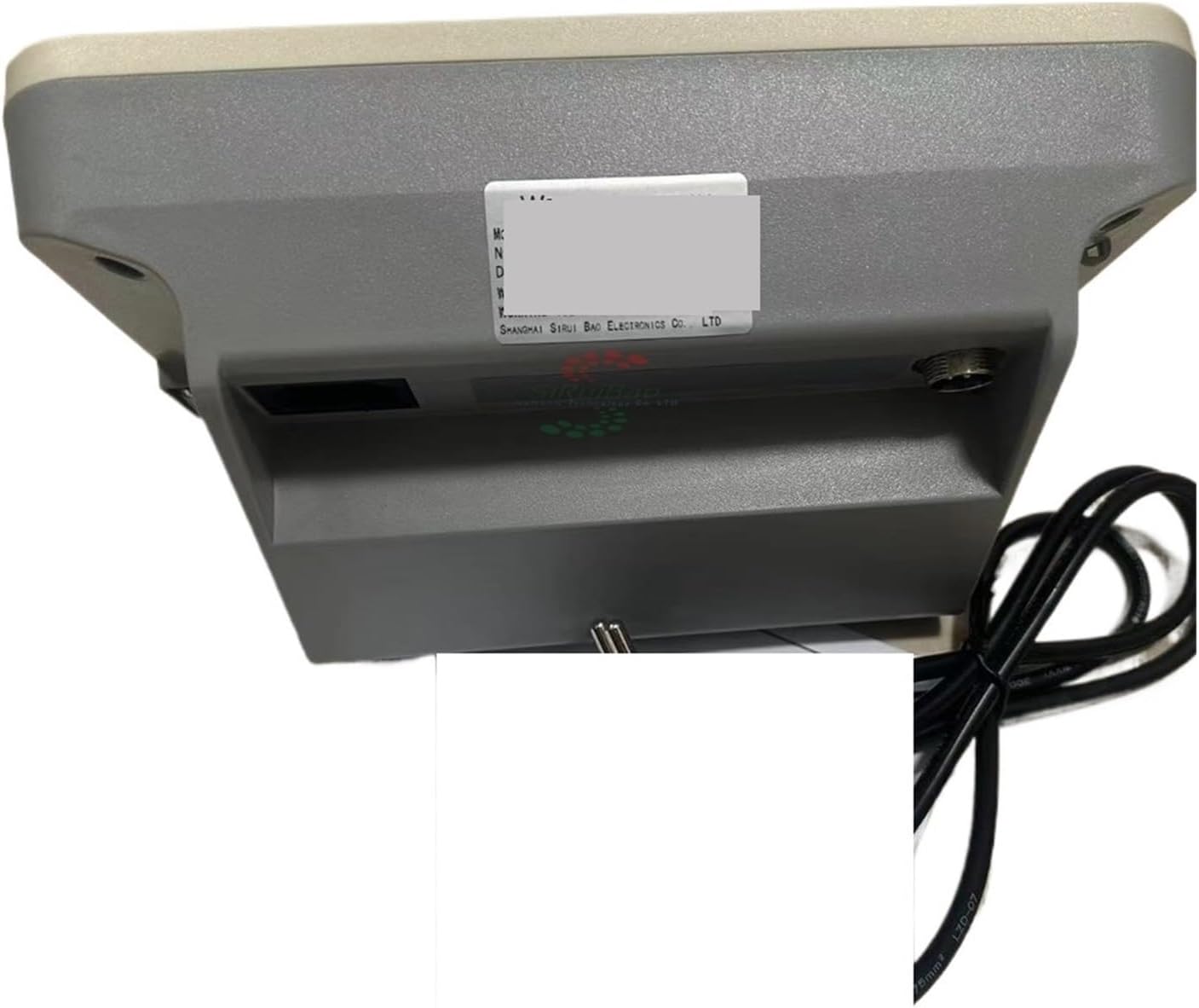 Rear view of the NOVIC Digital Weighing Display Unit showing the power input and load cell connection port.