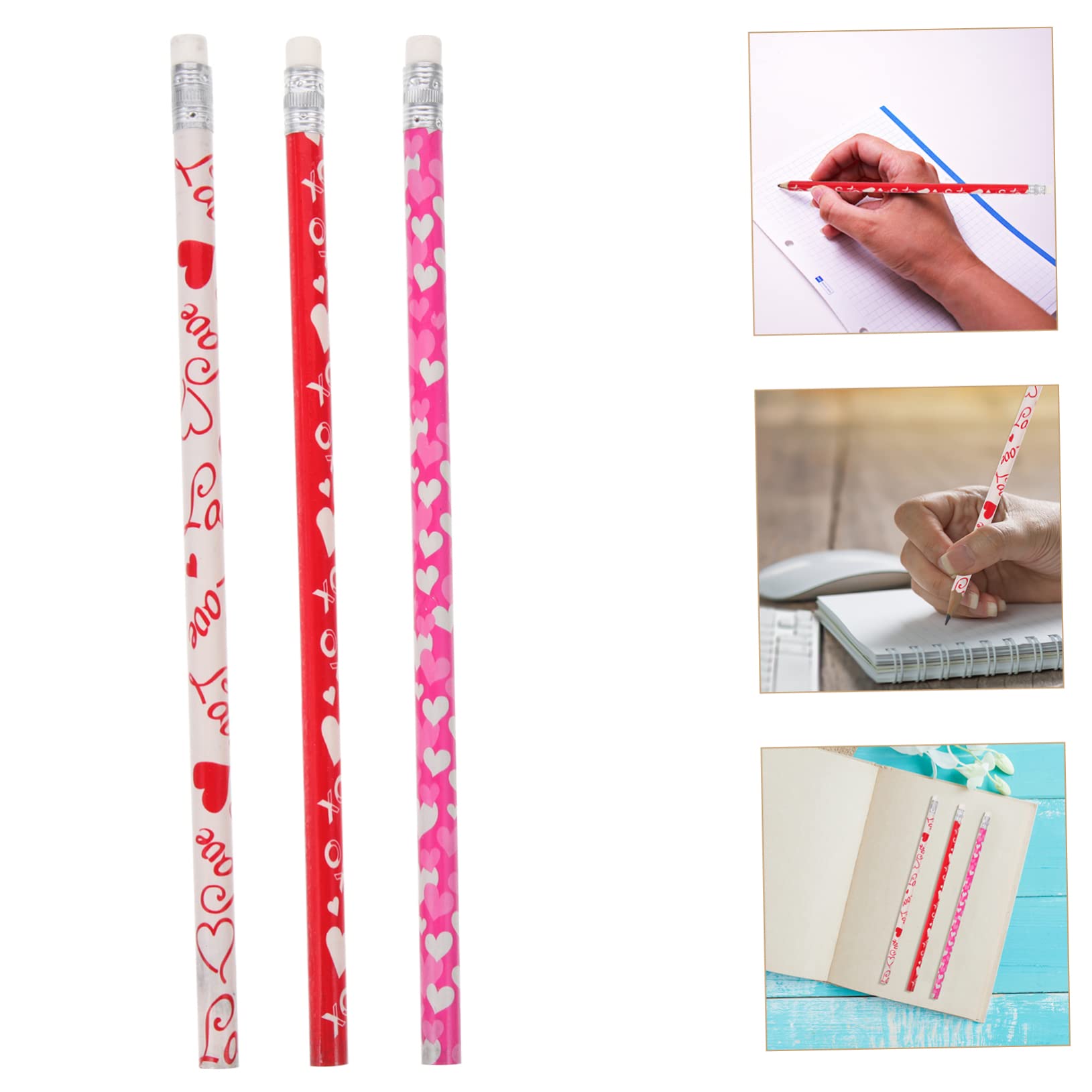 Tofficu 4 Ensembles Crayon D'amour Stylo Poignées Crayons Pré-taillés Crayons Géants Crayon D'embrayage Mignons Pour Enfants Hb Caoutchouté Peuplier 50 Pièces * 4