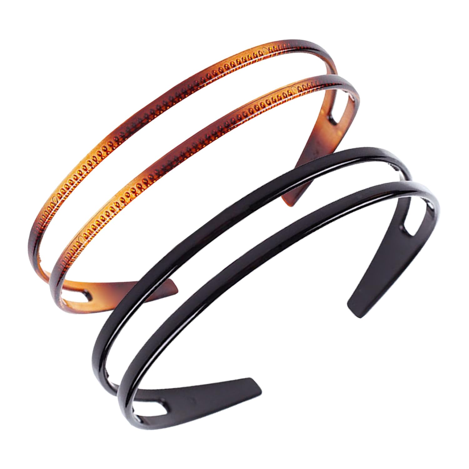 CYNOSURETECH Pack of 2 Plastic Headbands, Double Row Tooth, Women Makeup, Makeup Remover