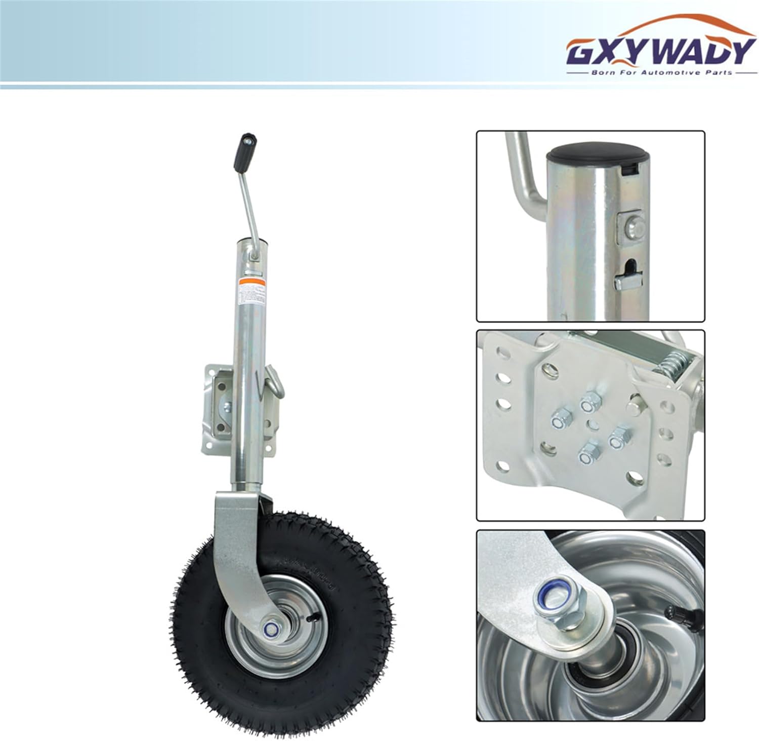 GXYWADY Beach Boat Trailer Jack Heavy Duty Bolt-On Rotary Side Swing Jack 2000 Lb Capacity Silver