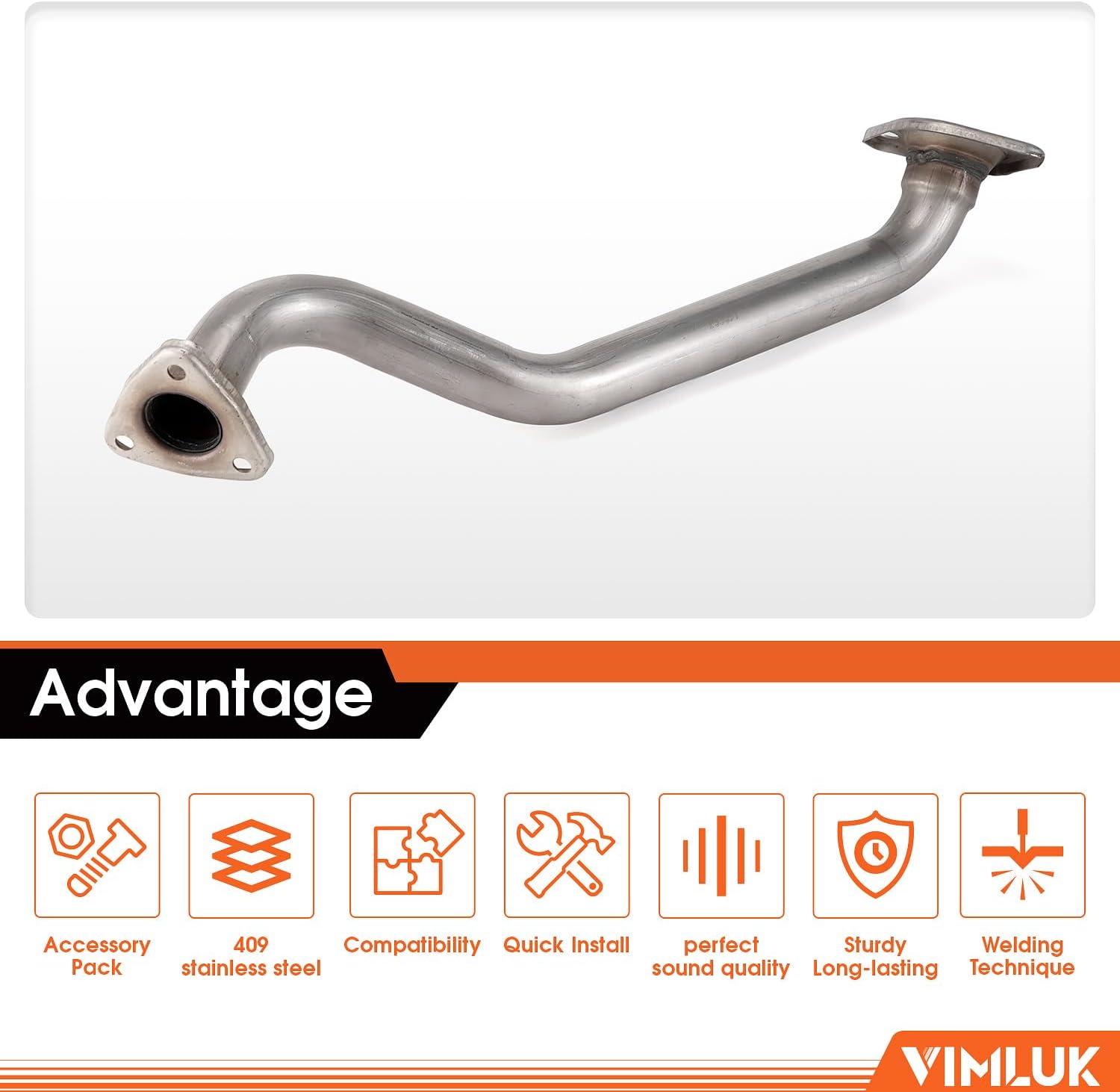 Stainless Steel Front Pipe 2.0"(OD) Inlet & Outlet Direct Fit For 2006-2011 Honda Civic 1.8L Include Gasket and Bolt kit Part Number:18210-SNE-A01(53697VK-HC02)