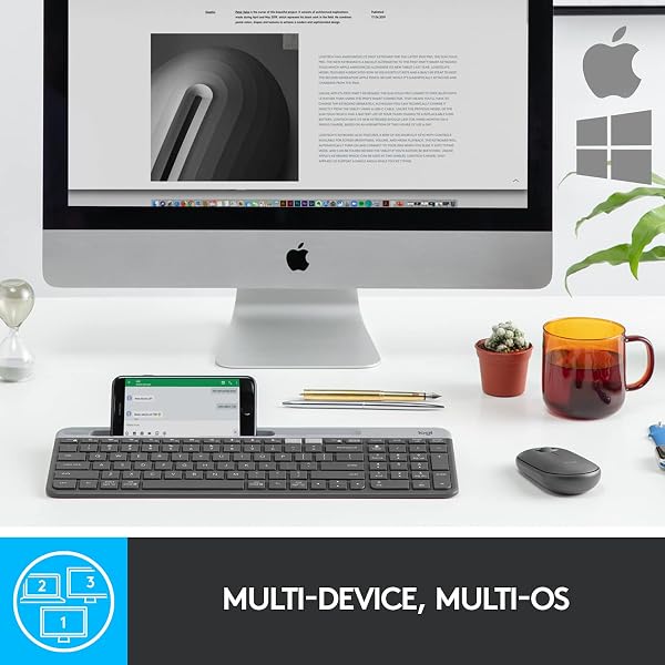 Logitech K580 Multi Device Wireless Keyboard Ultra Slim Compact Graphite - 2