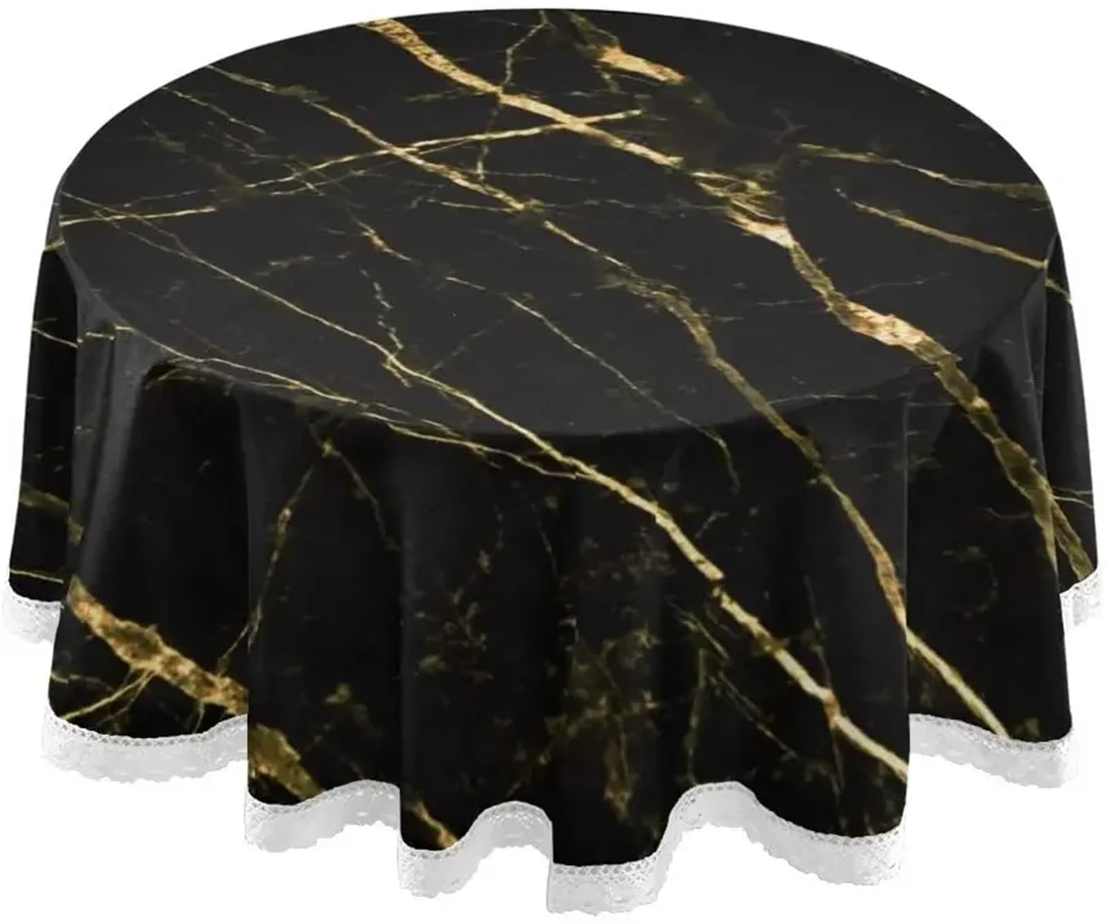 BTRYLDCFA Round Tablecloth Black Marble Gold Round Table Cloths For Home Kitchen Restaurant Dining Tables Waterproof And Wrinkle Resistant Tablecloth