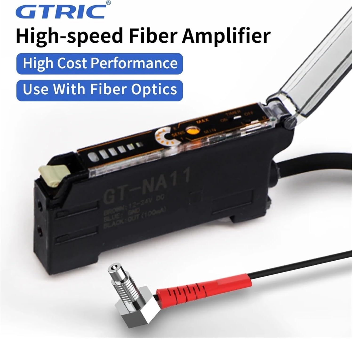 GTRIC、アンプキット付き90度ファイバーセンサー、NPN高速応答光電スイッチ、工業用小型物体検出と互換性あり(FRS-610-T