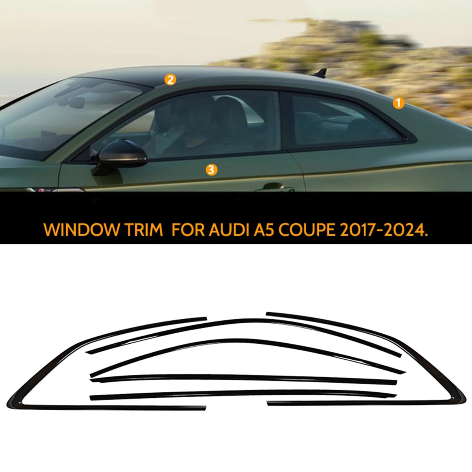 Uszczelka drzwi samochodowych Dla A5 S5 RS5 2-drzwiowe Coupe 2017-2024 | Ozdobna listwa uszczelniająca do okna samochodu
