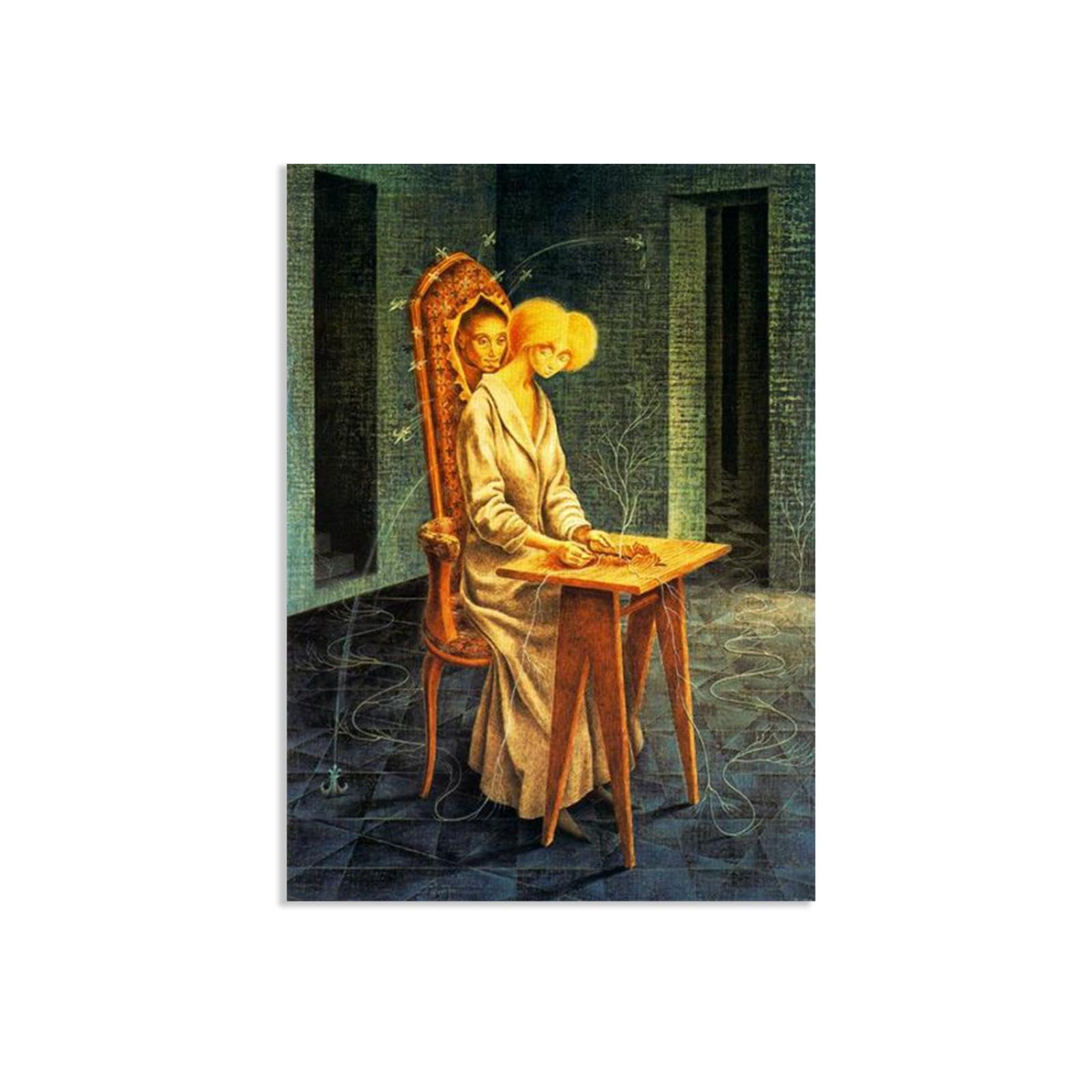 MYCGGDGH Remedios Varo Canvas Wall Art Reproductions of Famous Paintings Disturbing presence Surrealism Famous Art Poster Wall Decor for Living Room Bedroom Home Decor 55x40cm(22x16in) poster