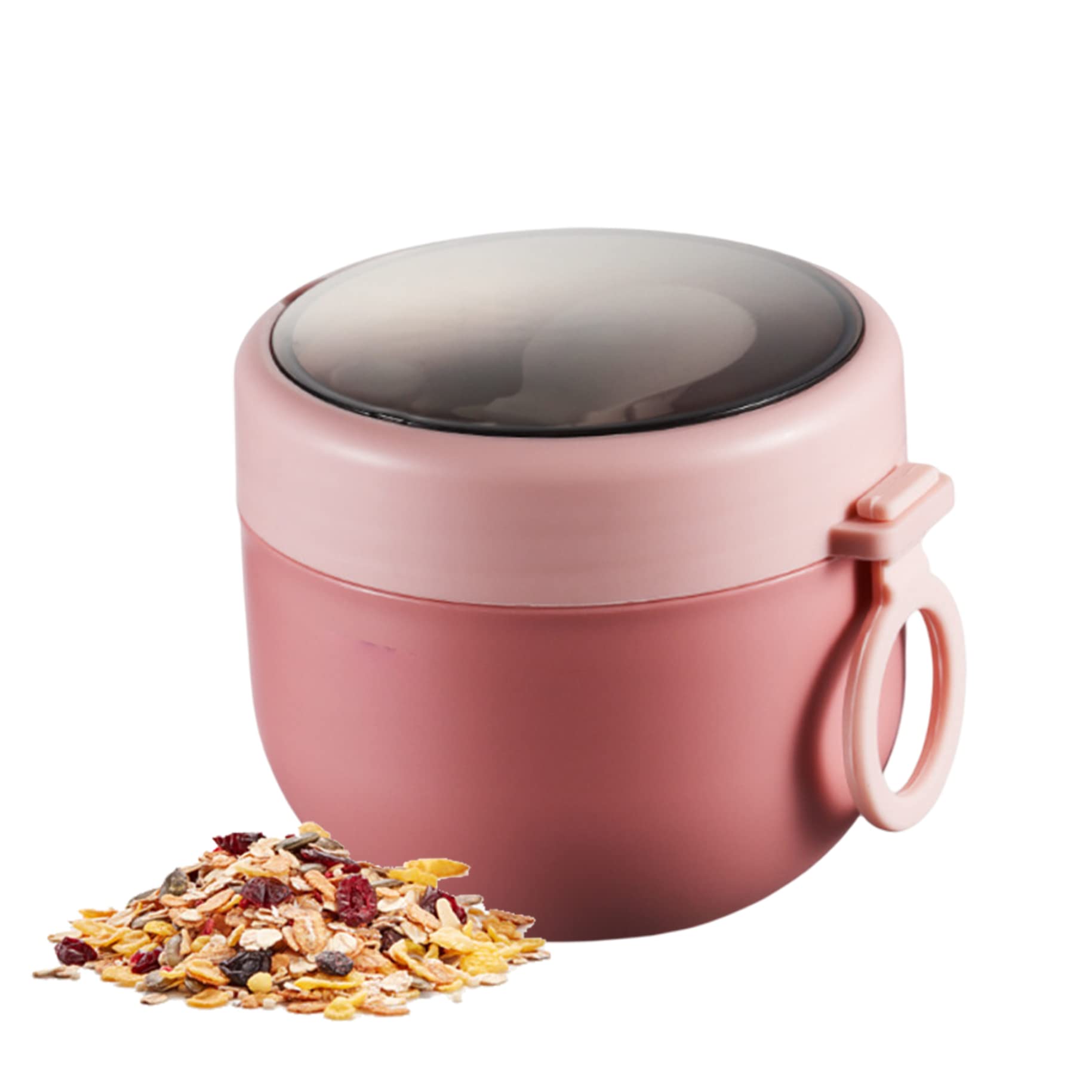 VONGLYHOO Soup Thermos Wide Mouth Insulated Food Jar Leak Proof Hot and Cold Thermos Bowl Oat Container for Kid Adult 600ml Pink Oats Containers Overnight Oats Jars Soup Bowl
