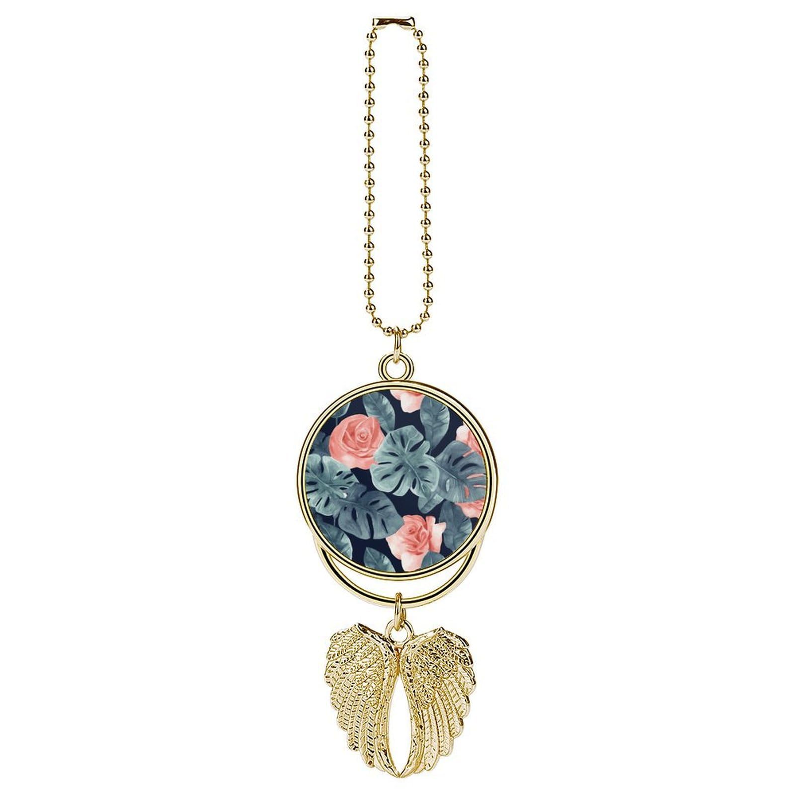 Watercolor Monstera Pattern Car Charm Alloy Car Rear View Mirrors Hanging Ornaments Stylish Car Pendant Funny Auto Hanging Accessories Car Hanging Ornaments Gift for Women Men