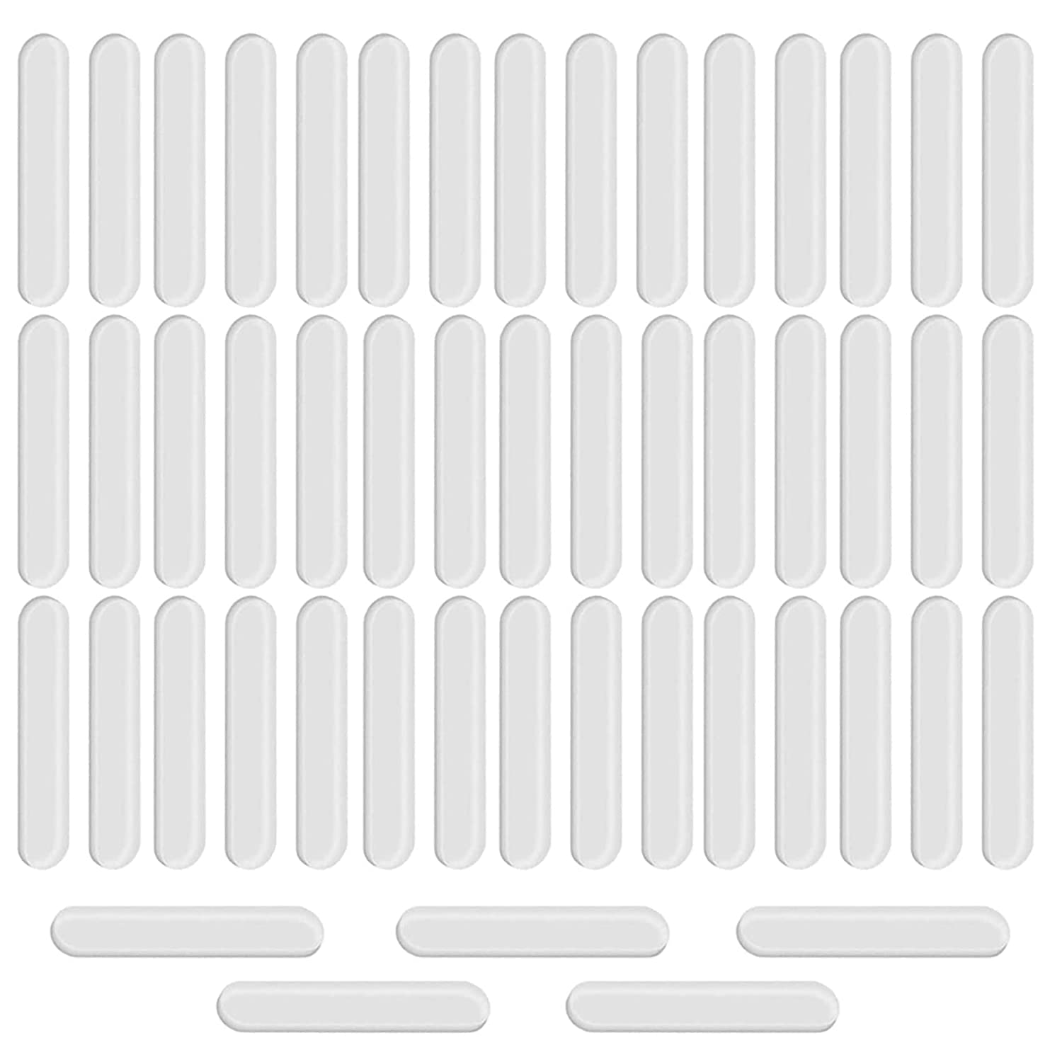 SHFTI Anti-Collision Sticker - Transparent Silicone Door Bumper Strip - Non-Marking Cabinet Handle Protector - Noise Reduction & Anti-Slip - Self-Adhesive - 6.5x1cm - Pack of 50