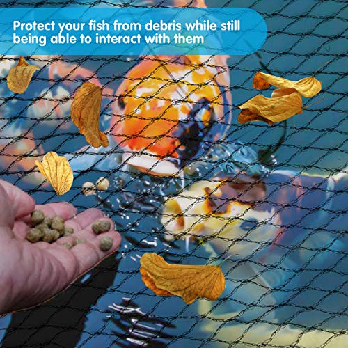Pond Netting Kit 15 x 20 Feet, Equipped with Ultra-Fine Mesh, Protecting Koi Fish from Birds and Cats, Skimmer Net Screen for Falling Leaves and Debris, 14 Fixing Stakes - Thumbnail 4