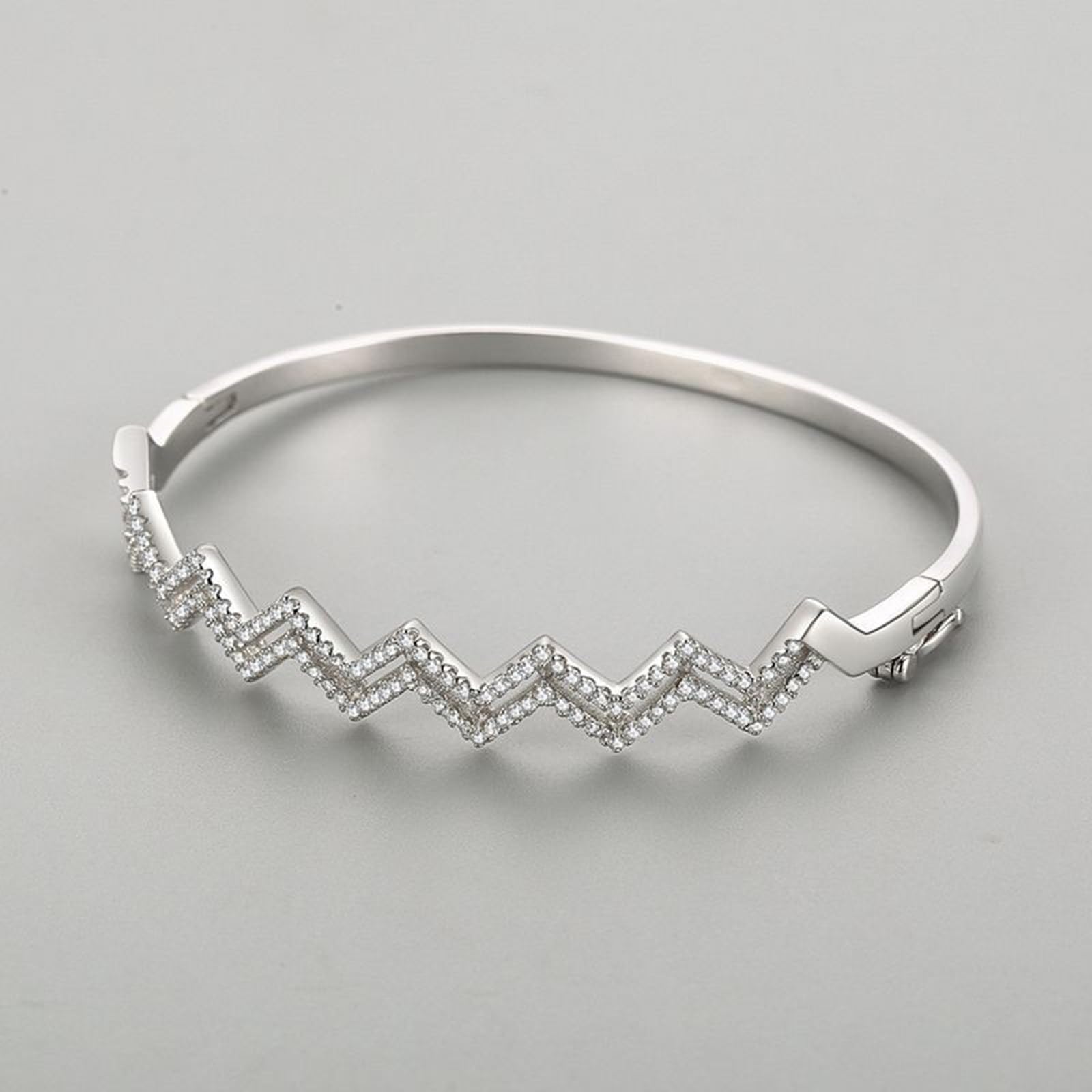 Dwurzędowa bransoletka z zawieszką w kształcie fali złota, dla kobiet z moissanitem, bransoletka z wisiorkiem, możliwość personalizacji, 9K/14K/18K białe złoto/platyna 950