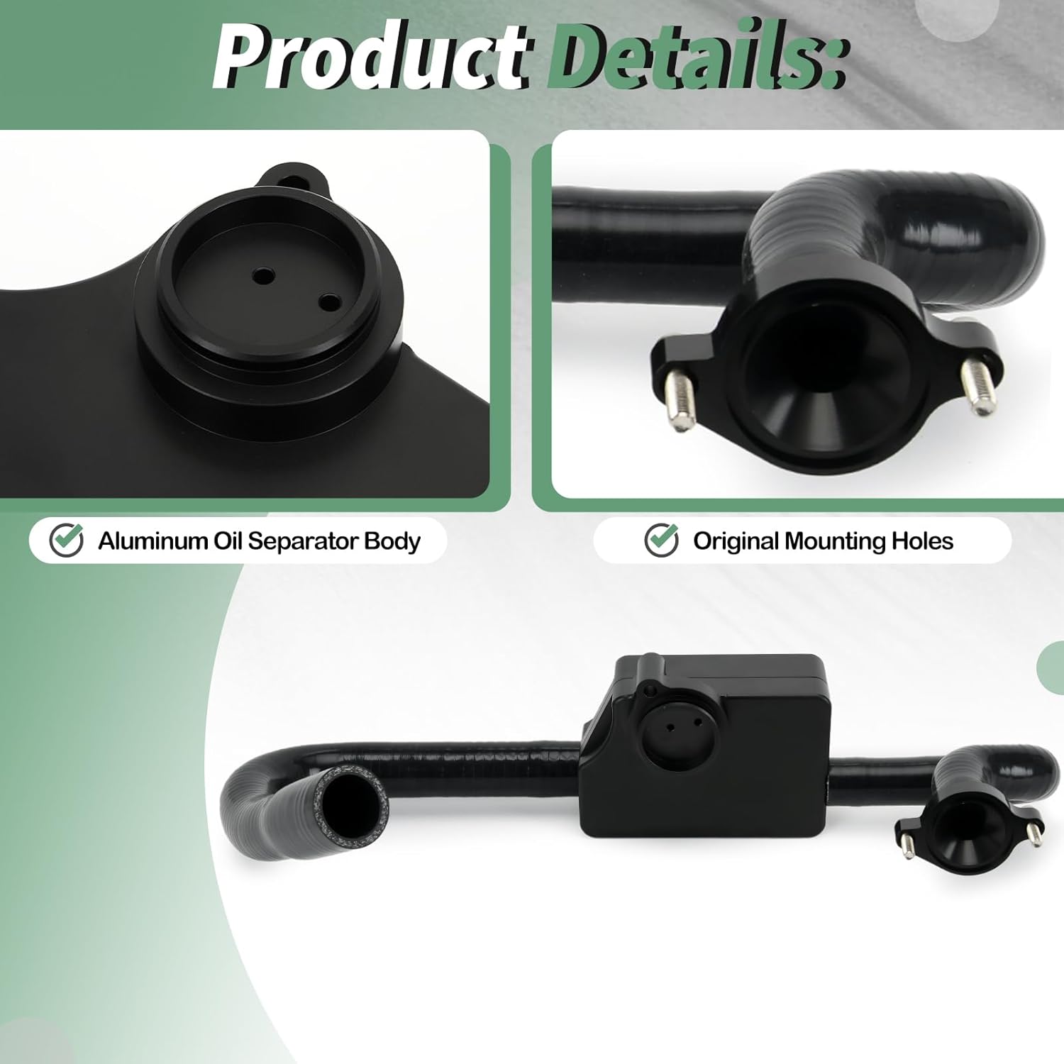 PTNHZ Aluminum Oil Separator Assembly Compatible With Ford F-250/350/450/550 Super Duty V8 6.7L 11-25 DC3Z-6A785-A FC3Z-6A785-B