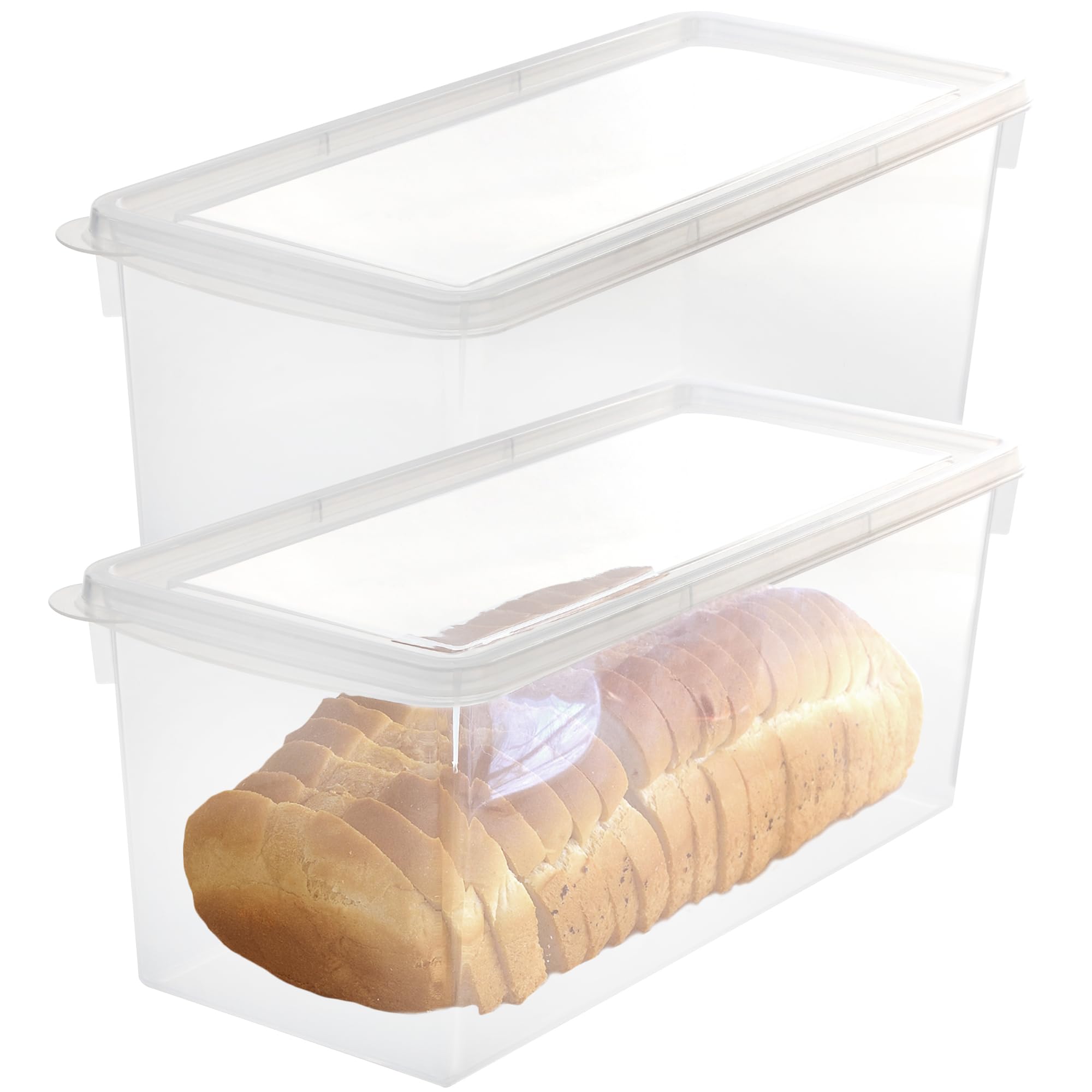 Youngever 2 Pack Plastic Bread Container, Reusable Bread Storage Containers, Clear Food Storage Containers, 180OZ
