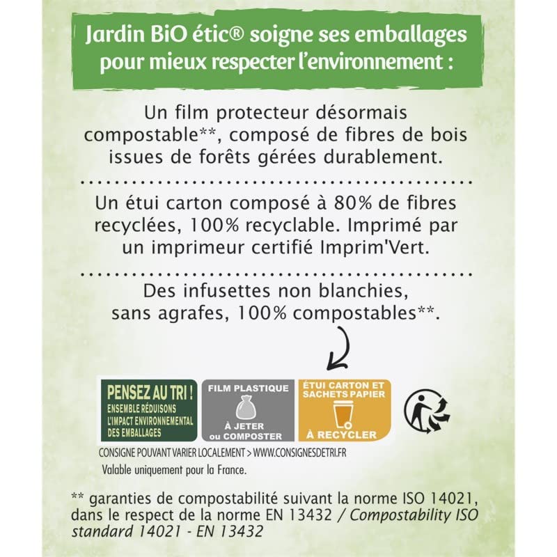 JARDIN BIO ÉTIC THÉ VERT DÉTOX BIO ÉTUI + 20 SACHETS 30G, JARDIN BIO ETIC, LOT DE 4