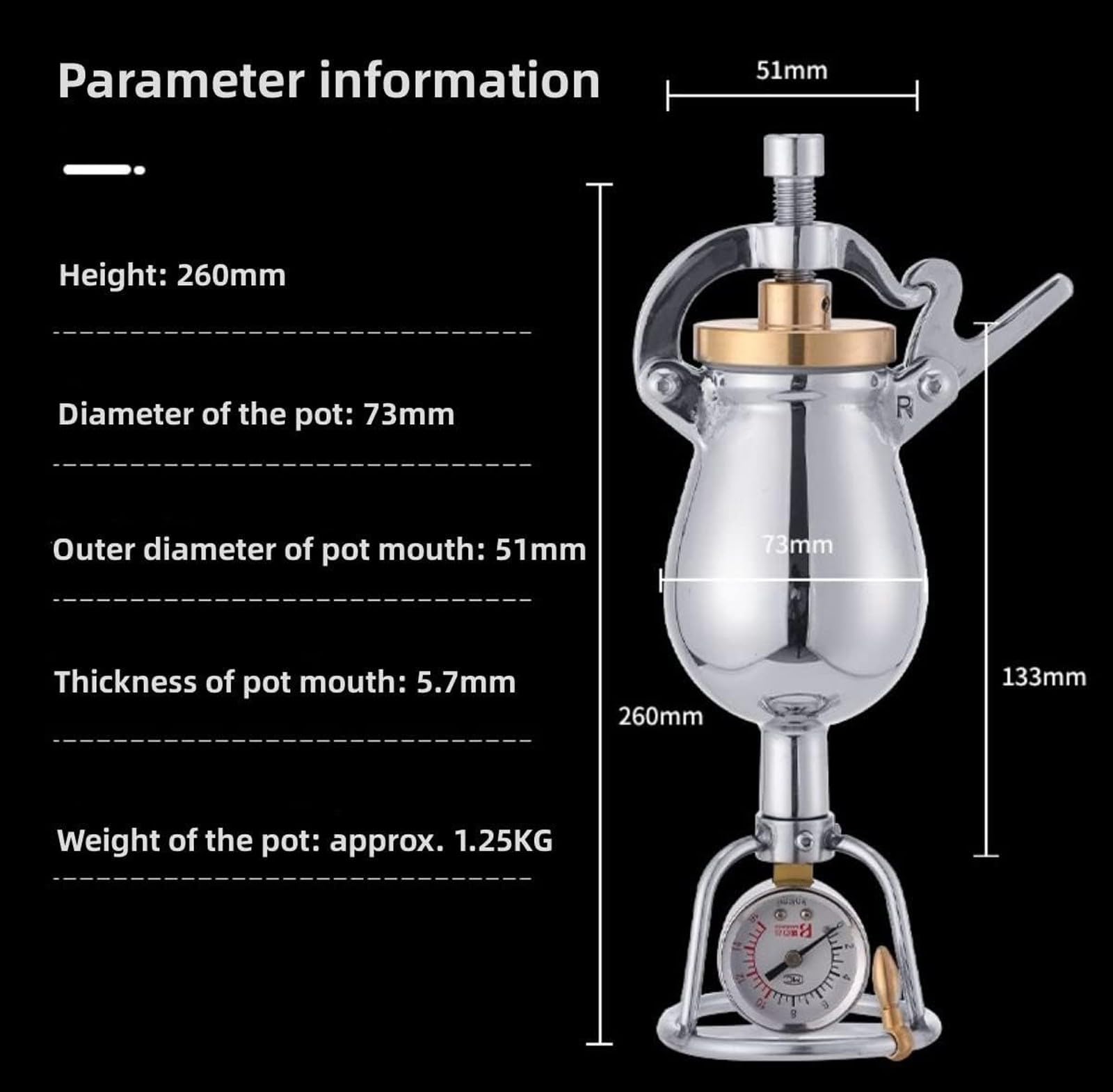 Nueva MáQuina Palomitas MaíZ 1000 Ml, CañóN Palomitas Acero Inoxidable 304, MáQuina Palomitas Aire Caliente, Se Calienta Con Estufa De Gas, Uso DoméStico/Comercial(1000ml)
