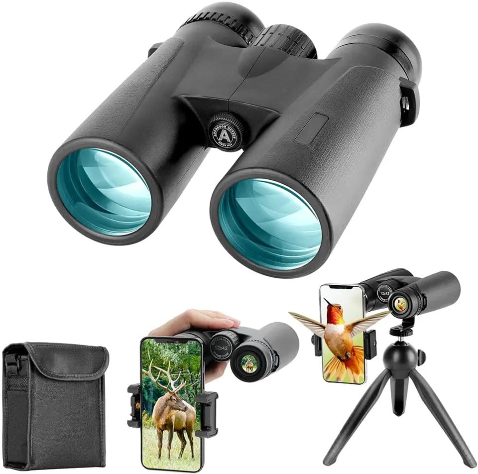 Binoculares Thunderb 12x42 con adaptador para celular y trípode miniatura 1