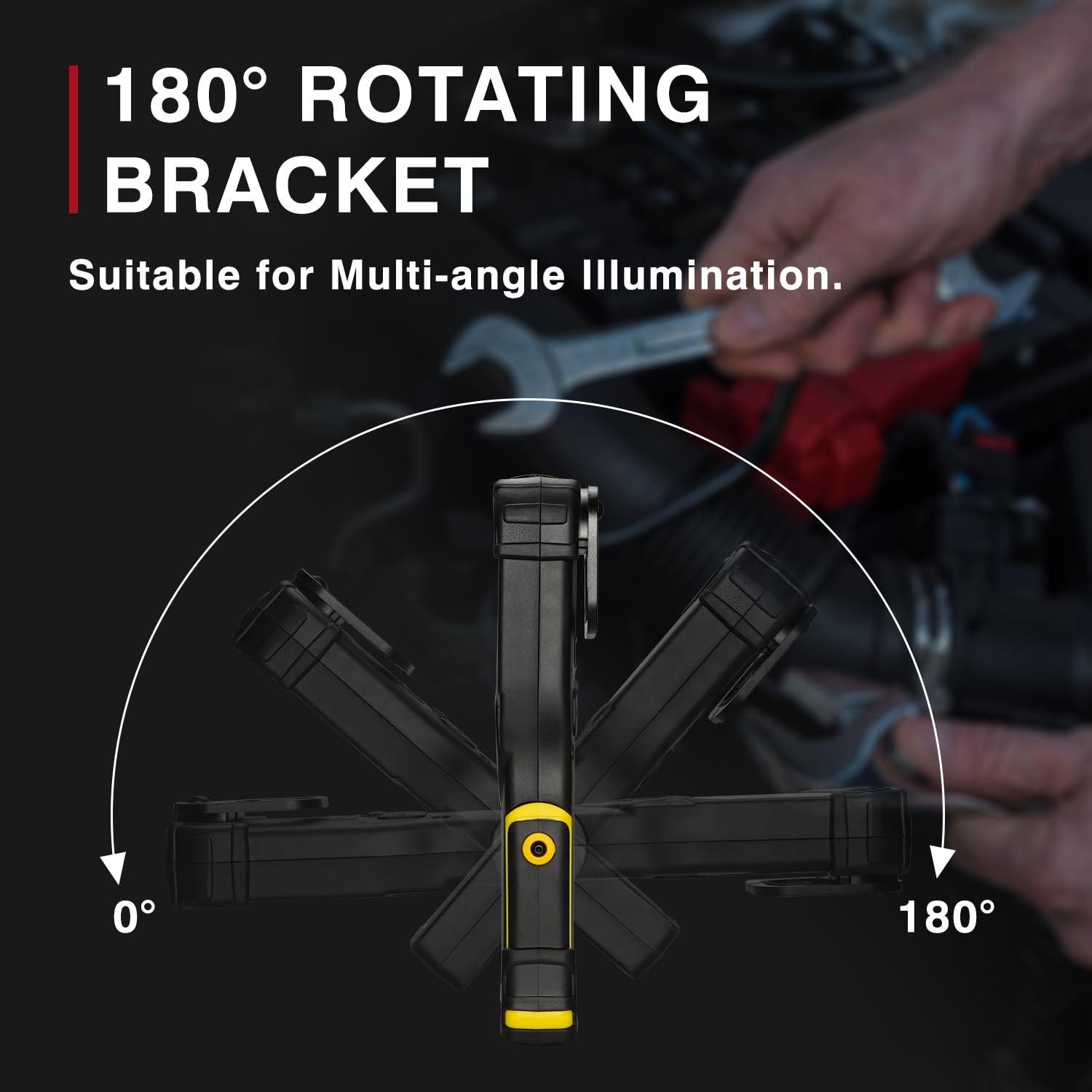 Lampe de Travail LED Rechargeable,1000 Lumens Baladeuse LED Mecanicien avec Base Magnétique, Rotation à 180° 3 Modes Lampe de Poche pour Réparation de Voiture Camping Urgence