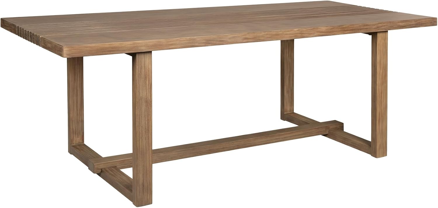 Armen Living Vivid Outdoor Patio Dining Table in Light Eucalyptus Wood
