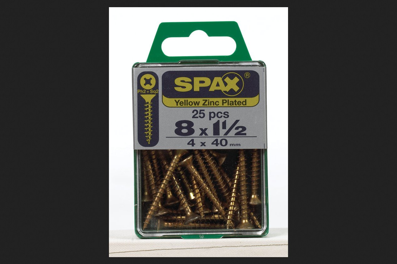 SPAX Multi-Material Screw 1-1/2" Zinc Phillips/Square Multiple Material Thread Flat Head Box 25