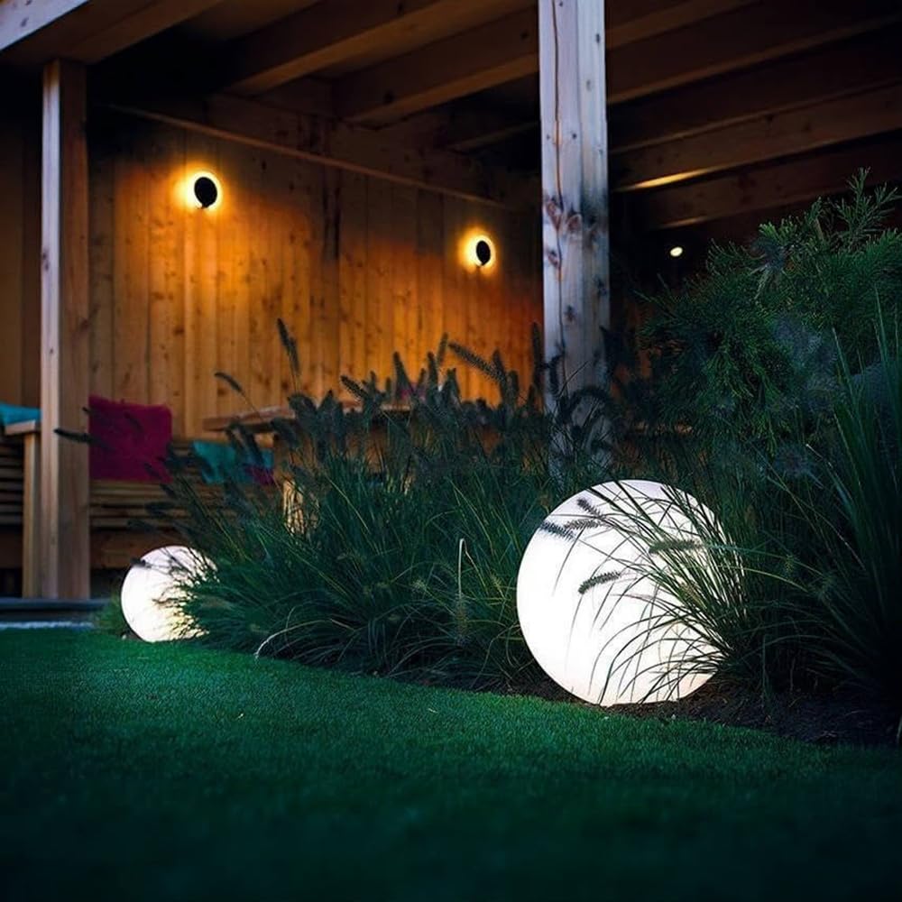 MR.GO 10" LED Solaire Lampe Boule Lumière Imperméable Sphère Lampe avec Télécommande, 16 Couleurs Dimmable, Changement de Couleur Lumière D'ambiance Jardin Orbe avec Piquet pour la Décor Extérieure