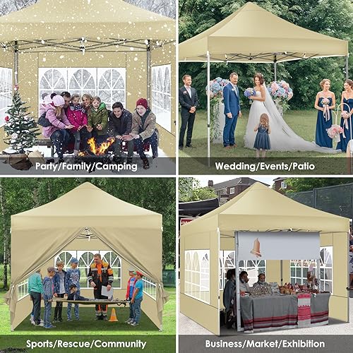 Image of COBIZI 10x15 Heavy Duty Pop Up Canopy Tent with 4 Sidewalls, Orange