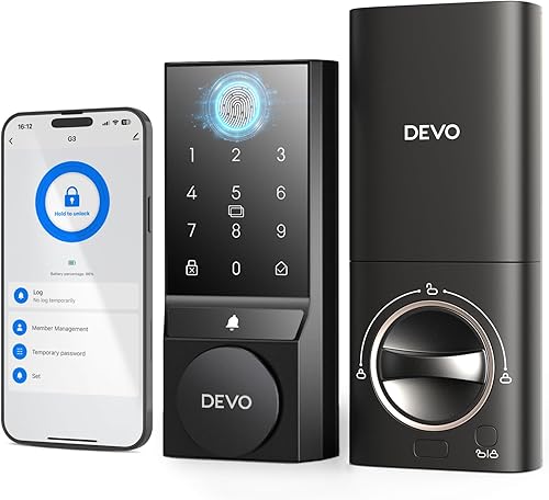 Devo G3 - Cerradura inteligente de puerta de entrada sin llave, control de aplicación, cerraduras inteligentes para puerta delantera, cerradura