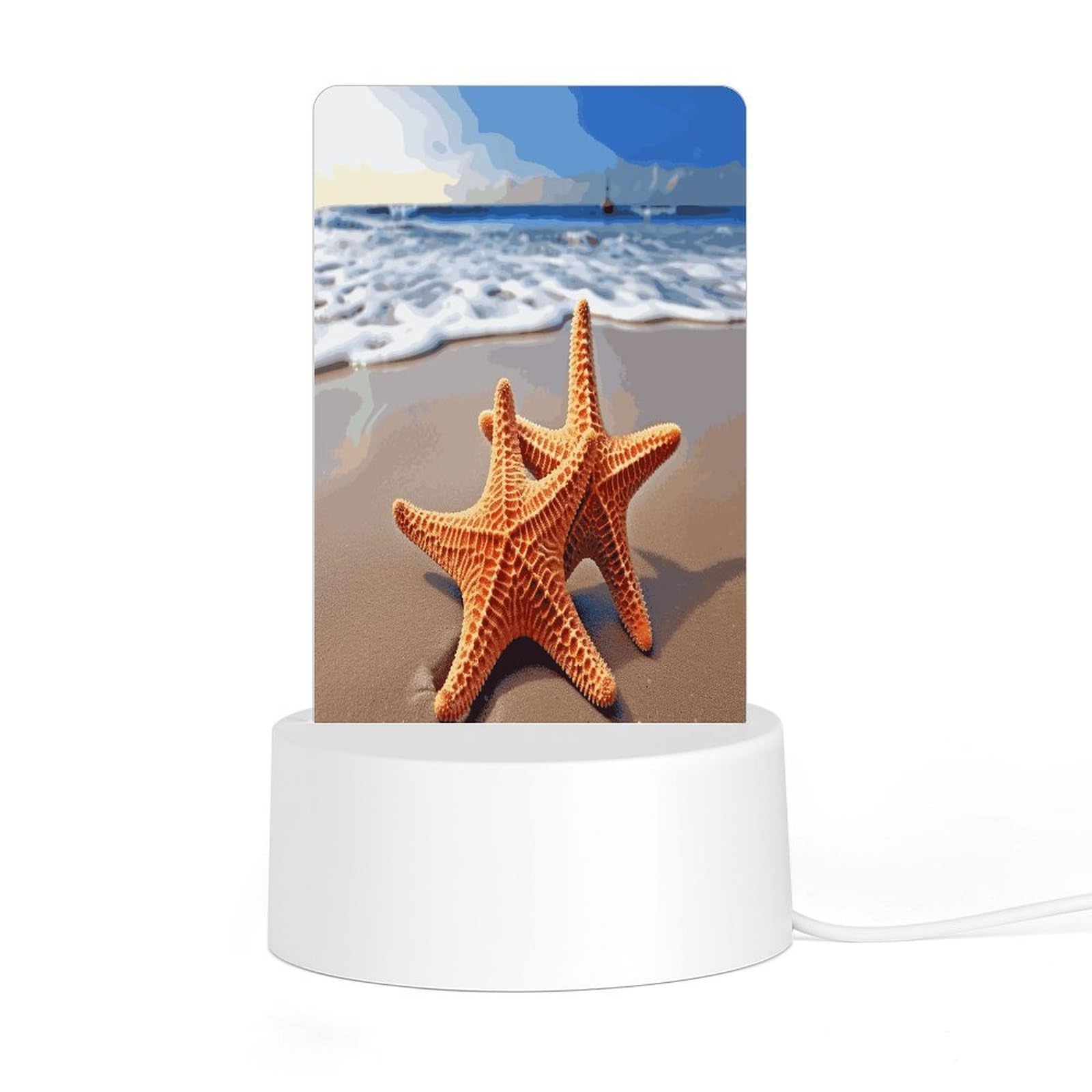 Adfgyerh Style Starfish On The Beach Night Light Acrylic Material Easy Installation, Home Decor Usb Interface Power Supply, Lamp For Restaurant Bar Cafe Room Decor